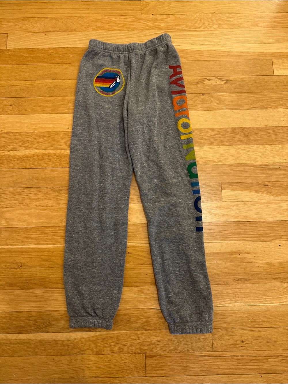 Aviator Nation Gray Kids Sweatpants with Rainbow Side Logo